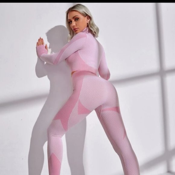 Sports Zipper Front Crop Jacket & Leggings by SHEIN. - Picture 5 of 9